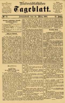 Niederschlesisches Tageblatt, no 74 (Sonnabend, den 28. März 1885)