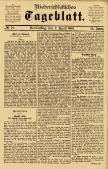 Niederschlesisches Tageblatt, no 78 (Donnerstag, den 2. April 1885)