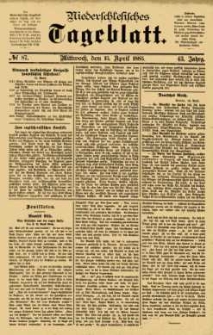 Niederschlesisches Tageblatt, no 87 (Mittwoch, den 15. April 1885)