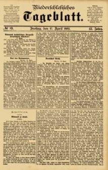 Niederschlesisches Tageblatt, no 89 (Freitag, den 17. April 1885)