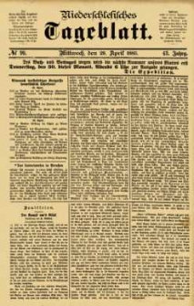 Niederschlesisches Tageblatt, no 99 (Mittwoch, den 29. April 1885)