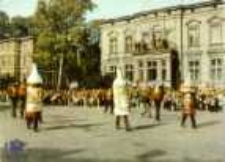 Zielona G&oacute;ra; Korow&oacute;d "Dni Winobrania" w Alei Niepodległości - makiety reklamujące produkty Lubuskiej Wytw&oacute;rni Win