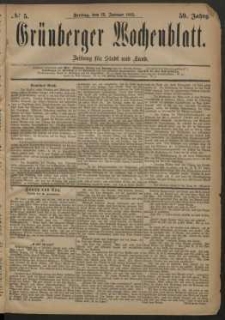 Grünberger Wochenblatt: Zeitung für Stadt und Land, No. 5. (12. Januar 1883)