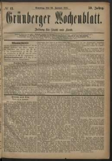 Grünberger Wochenblatt: Zeitung für Stadt und Land, No. 12. (28. Januar 1883)