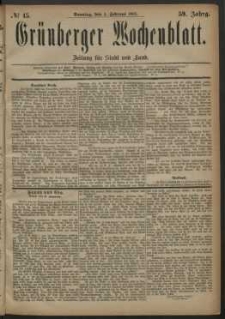 Grünberger Wochenblatt: Zeitung für Stadt und Land, No. 15. (4. Februar 1883)