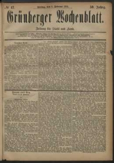 Grünberger Wochenblatt: Zeitung für Stadt und Land, No. 17. (9. Februar 1883)