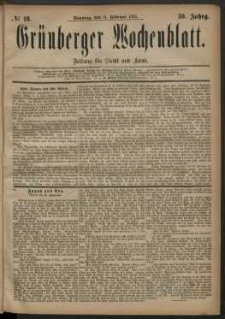 Grünberger Wochenblatt: Zeitung für Stadt und Land, No. 18. (11. Februar 1883)