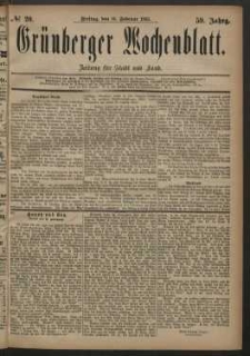 Grünberger Wochenblatt: Zeitung für Stadt und Land, No. 20. (16. Februar 1883)