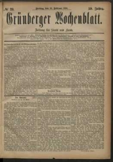 Grünberger Wochenblatt: Zeitung für Stadt und Land, No. 23. (23. Februar 1883)
