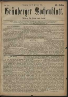 Grünberger Wochenblatt: Zeitung für Stadt und Land, No. 24. (25. Februar 1883)