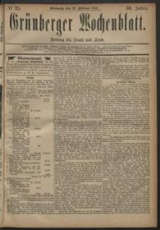Grünberger Wochenblatt: Zeitung für Stadt und Land, No. 25. (28. Februar 1883)