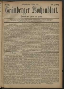 Grünberger Wochenblatt: Zeitung für Stadt und Land, No. 28. (7. März 1883)