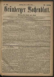 Grünberger Wochenblatt: Zeitung für Stadt und Land, No. 29. (9. März 1883)