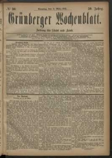 Grünberger Wochenblatt: Zeitung für Stadt und Land, No. 30. (11. März 1883)