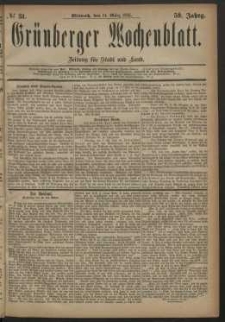 Grünberger Wochenblatt: Zeitung für Stadt und Land, No. 31. (14. März 1883)