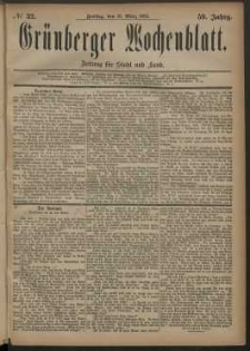 Grünberger Wochenblatt: Zeitung für Stadt und Land, No. 32. (16. März 1883)
