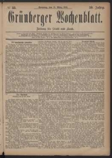 Grünberger Wochenblatt: Zeitung für Stadt und Land, No. 33. (18. März 1883)
