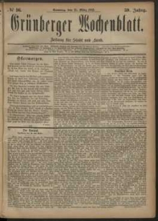 Grünberger Wochenblatt: Zeitung für Stadt und Land, No. 36. (25. März 1883)