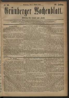 Grünberger Wochenblatt: Zeitung für Stadt und Land, No. 39. (1. April 1883)