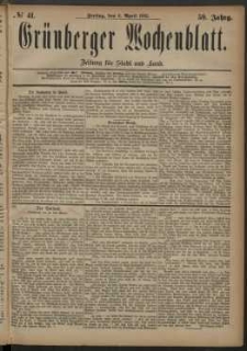 Grünberger Wochenblatt: Zeitung für Stadt und Land, No. 41. (6. April 1883)