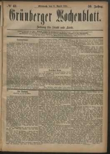 Grünberger Wochenblatt: Zeitung für Stadt und Land, No. 43. (11. April 1883)