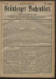Grünberger Wochenblatt: Zeitung für Stadt und Land, No. 44. (13. April 1883)
