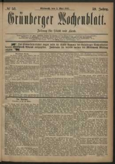Grünberger Wochenblatt: Zeitung für Stadt und Land, No. 52. (2. Mai 1883)