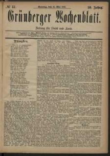 Grünberger Wochenblatt: Zeitung für Stadt und Land, No. 57. (13. Mai 1883)