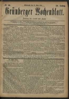 Grünberger Wochenblatt: Zeitung für Stadt und Land, No. 58. (16. Mai 1883)