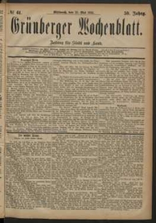 Grünberger Wochenblatt: Zeitung für Stadt und Land, No. 61. (23. Mai 1883)