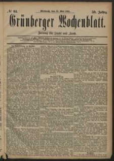Grünberger Wochenblatt: Zeitung für Stadt und Land, No. 64. (30. Mai 1883)