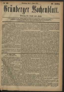 Grünberger Wochenblatt: Zeitung für Stadt und Land, No. 66. (3. Juni 1883)