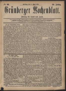 Grünberger Wochenblatt: Zeitung für Stadt und Land, No. 68. (8. Juni 1883)