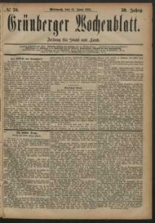 Grünberger Wochenblatt: Zeitung für Stadt und Land, No. 70. (13. Juni 1883)