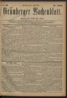 Grünberger Wochenblatt: Zeitung für Stadt und Land, No. 80. (6. Juli 1883)