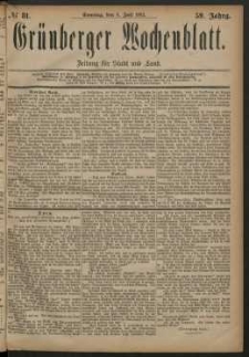 Grünberger Wochenblatt: Zeitung für Stadt und Land, No. 81. (8. Juli 1883)