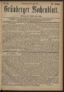 Grünberger Wochenblatt: Zeitung für Stadt und Land, No. 84. (15. Juli 1883)