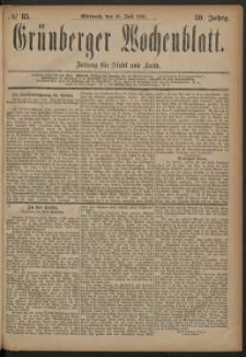 Grünberger Wochenblatt: Zeitung für Stadt und Land, No. 85. (18. Juli 1883)