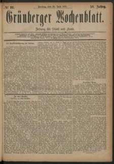 Grünberger Wochenblatt: Zeitung für Stadt und Land, No. 86. (20. Juli 1883)