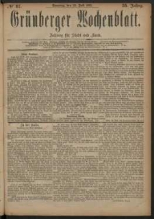 Grünberger Wochenblatt: Zeitung für Stadt und Land, No. 87. (22. Juli 1883)