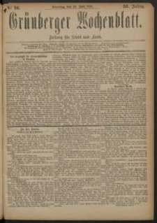 Grünberger Wochenblatt: Zeitung für Stadt und Land, No. 90. (29. Juli 1883)