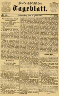 Niederschlesisches Tageblatt, no 151 (Donnerstag, den 2. Juli 1885)