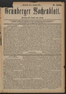 Grünberger Wochenblatt: Zeitung für Stadt und Land, No. 91. (1. August 1883)