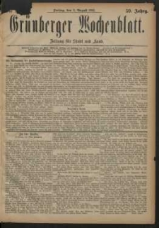 Grünberger Wochenblatt: Zeitung für Stadt und Land, No. 92. (3. August 1883)