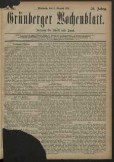 Grünberger Wochenblatt: Zeitung für Stadt und Land, No. 94. (8. August 1883)