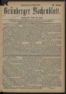 Grünberger Wochenblatt: Zeitung für Stadt und Land, No. 96. (12. August 1883)