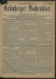 Grünberger Wochenblatt: Zeitung für Stadt und Land, No. 98. (17. August 1883)