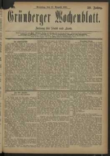 Grünberger Wochenblatt: Zeitung für Stadt und Land, No. 99. (19. August 1883)