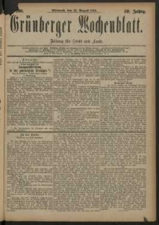 Grünberger Wochenblatt: Zeitung für Stadt und Land, No. 100. (22. August 1883)
