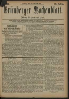 Grünberger Wochenblatt: Zeitung für Stadt und Land, No. 101. (24. August 1883)
